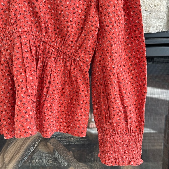 NWT Madewell Tie-Back Peplum Long-sleeve Top Campden Daisies Woman's Size S - Picture 4 of 14